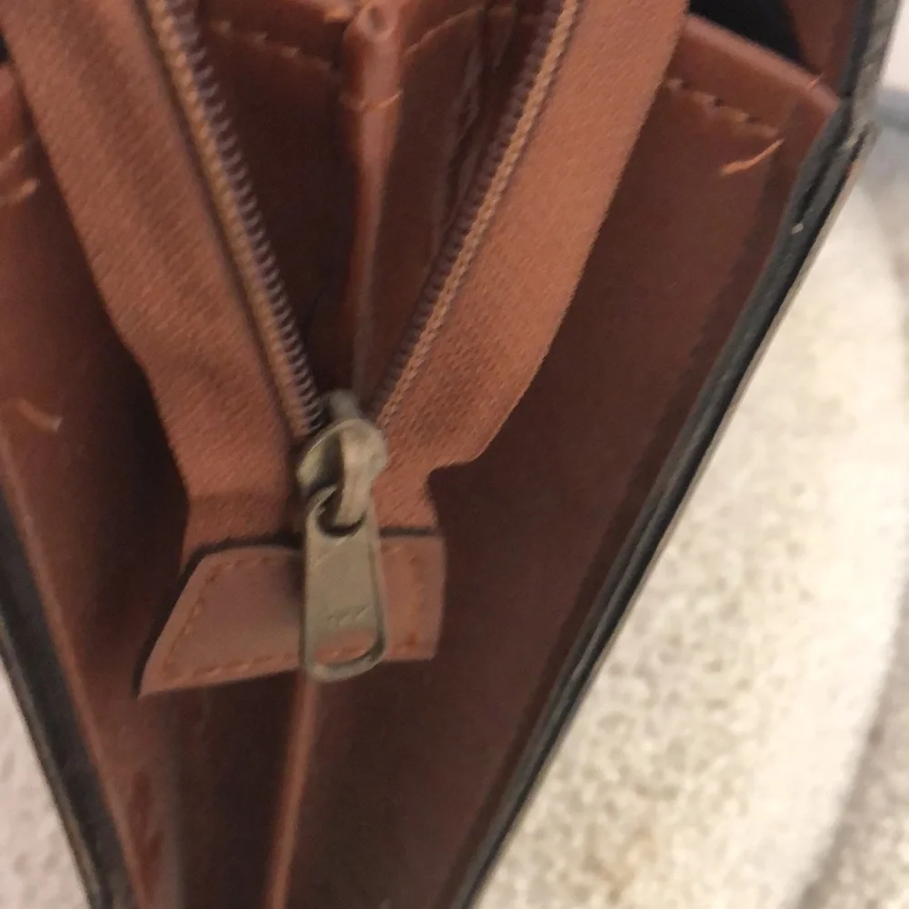 genuine brown leather briefcase